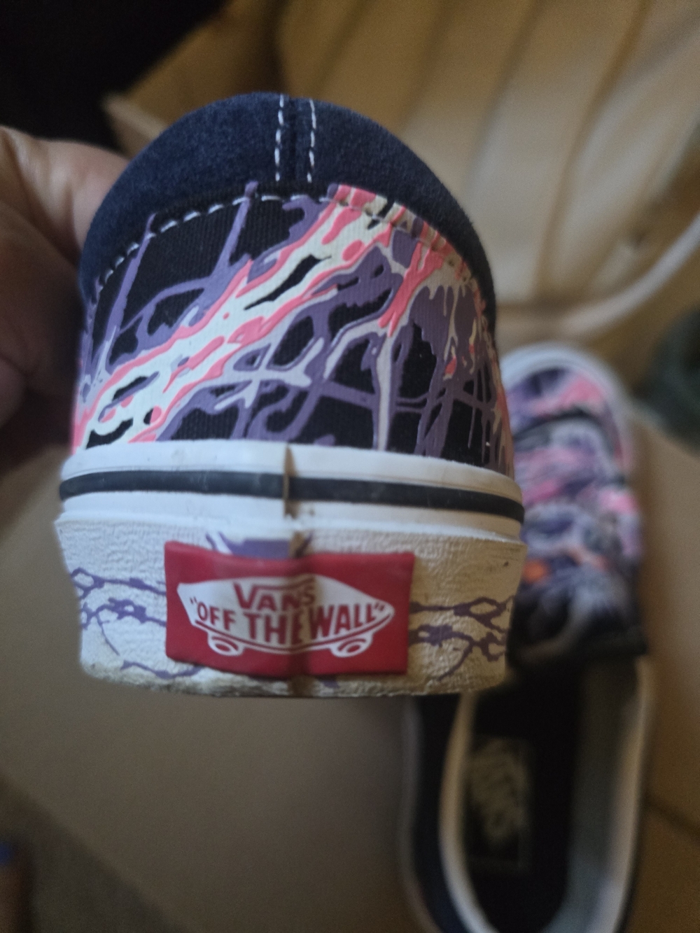 Vans Slip-On Sneakers with Neon Multicolor Skull Lightning Print (W-8/M-6.5) - Picture 6 of 10